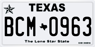 TX license plate BCM0963