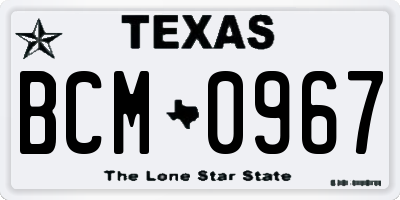 TX license plate BCM0967