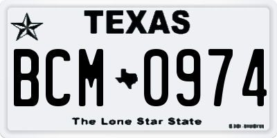 TX license plate BCM0974