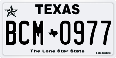 TX license plate BCM0977