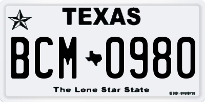 TX license plate BCM0980