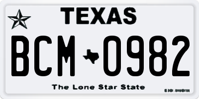 TX license plate BCM0982