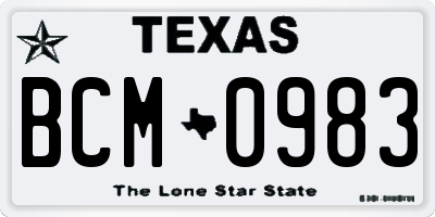 TX license plate BCM0983