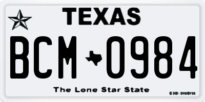 TX license plate BCM0984