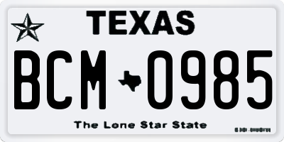 TX license plate BCM0985
