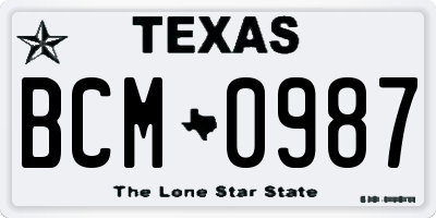 TX license plate BCM0987