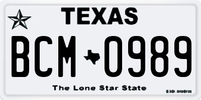 TX license plate BCM0989
