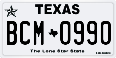 TX license plate BCM0990