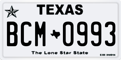 TX license plate BCM0993
