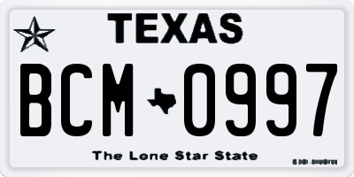 TX license plate BCM0997
