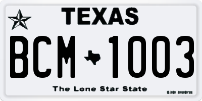 TX license plate BCM1003