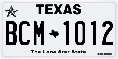 TX license plate BCM1012