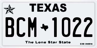 TX license plate BCM1022