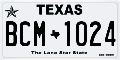 TX license plate BCM1024