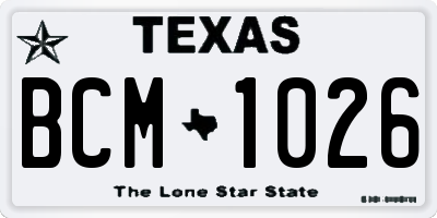TX license plate BCM1026