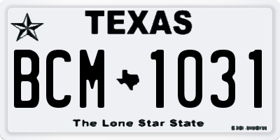 TX license plate BCM1031