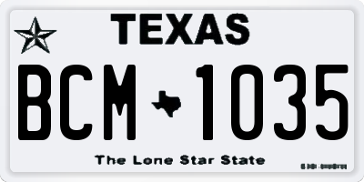 TX license plate BCM1035