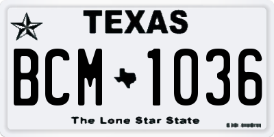 TX license plate BCM1036