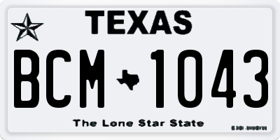 TX license plate BCM1043