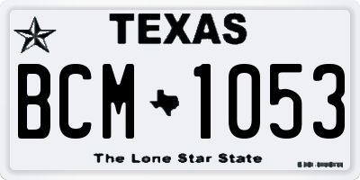 TX license plate BCM1053