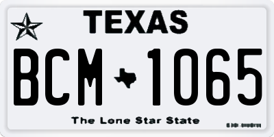 TX license plate BCM1065