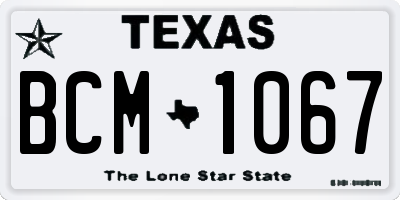 TX license plate BCM1067