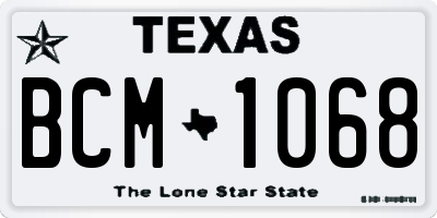 TX license plate BCM1068