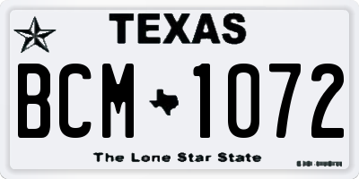TX license plate BCM1072