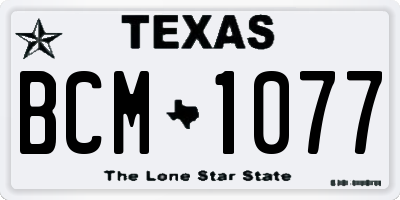 TX license plate BCM1077