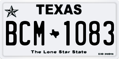 TX license plate BCM1083