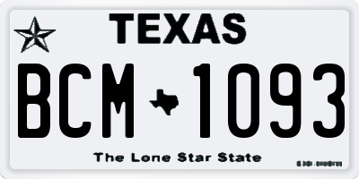 TX license plate BCM1093