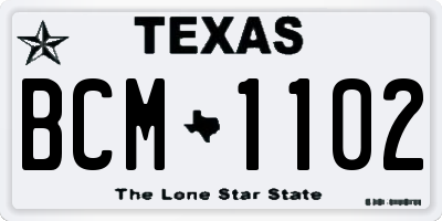 TX license plate BCM1102
