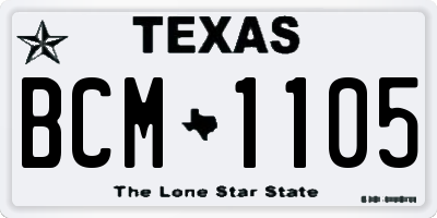 TX license plate BCM1105