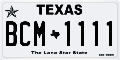 TX license plate BCM1111