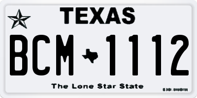 TX license plate BCM1112