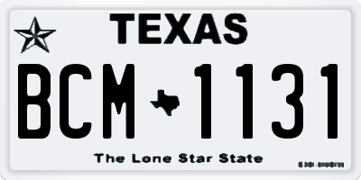 TX license plate BCM1131