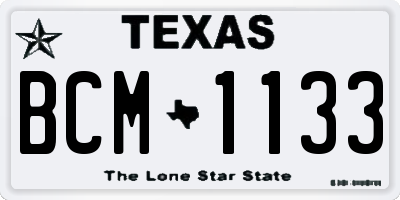TX license plate BCM1133