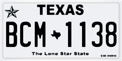 TX license plate BCM1138