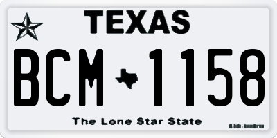 TX license plate BCM1158