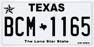 TX license plate BCM1165