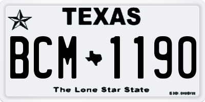 TX license plate BCM1190