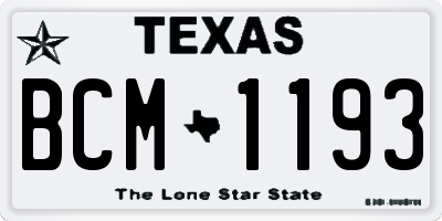 TX license plate BCM1193