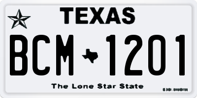 TX license plate BCM1201