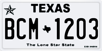TX license plate BCM1203