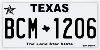 TX license plate BCM1206