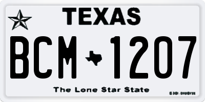TX license plate BCM1207