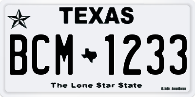 TX license plate BCM1233