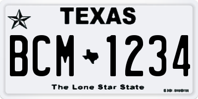 TX license plate BCM1234