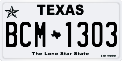 TX license plate BCM1303