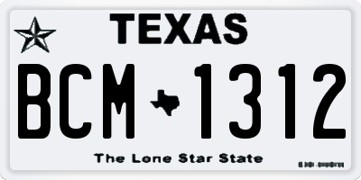 TX license plate BCM1312